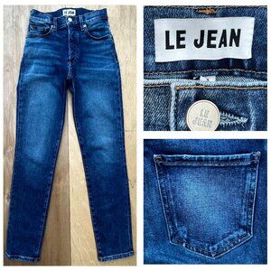 LE JEAN VIVIE SLIM MID RISE BUTTON FLY WOMEN’S JEANS sz 25 Distressed STRETCH